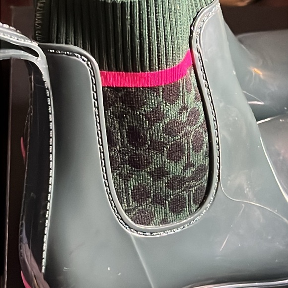 COACH JADE Millie Rain Booties Sig C Knit NWT - Picture 11 of 11